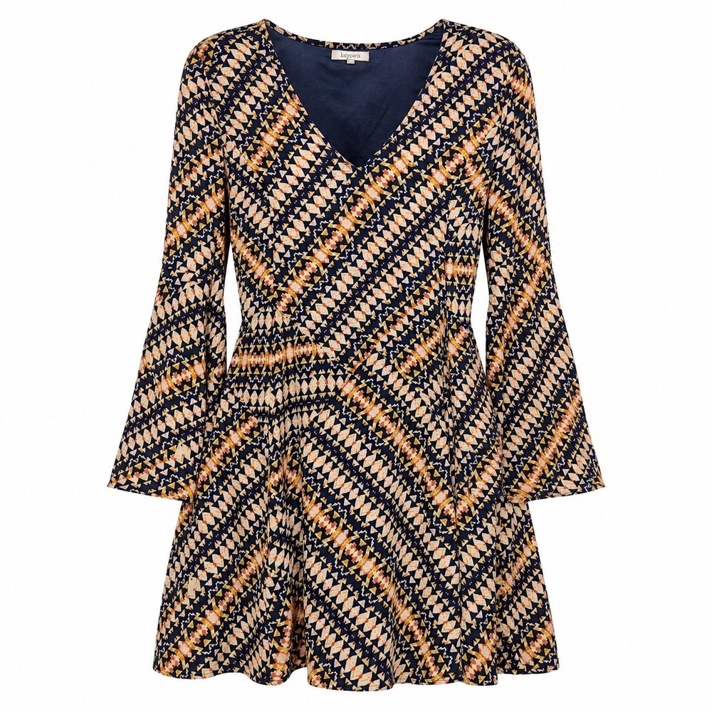 Lucy Paris Boho Retro Geometric Mini Dress‎ Women Large Festival Indie City Girl
